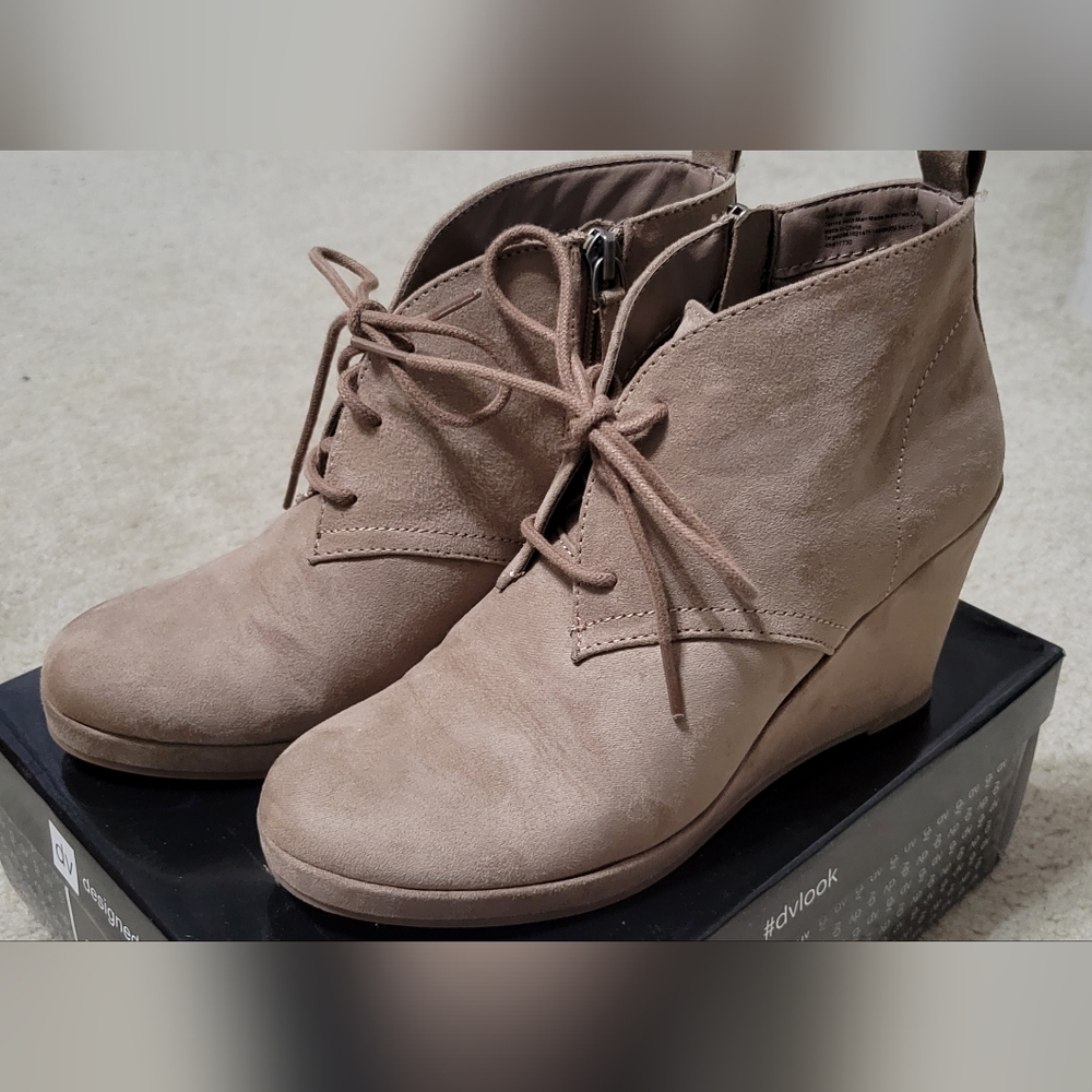 Size 8 beige wedge booties,  like new